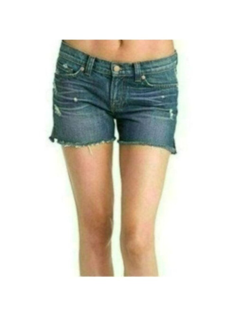 J Brand Rio Women's Size 27 Blue Cotton Denim Mid Rise Cutoff Distressed Shorts